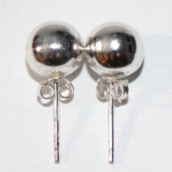 Sterling Silver Ball Stud Earrings - Picture 2 of 4